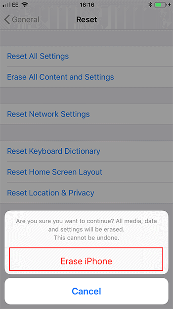 Select Erase iPhone/iPad to confirm again Select Erase iPhone/iPad to confirm again